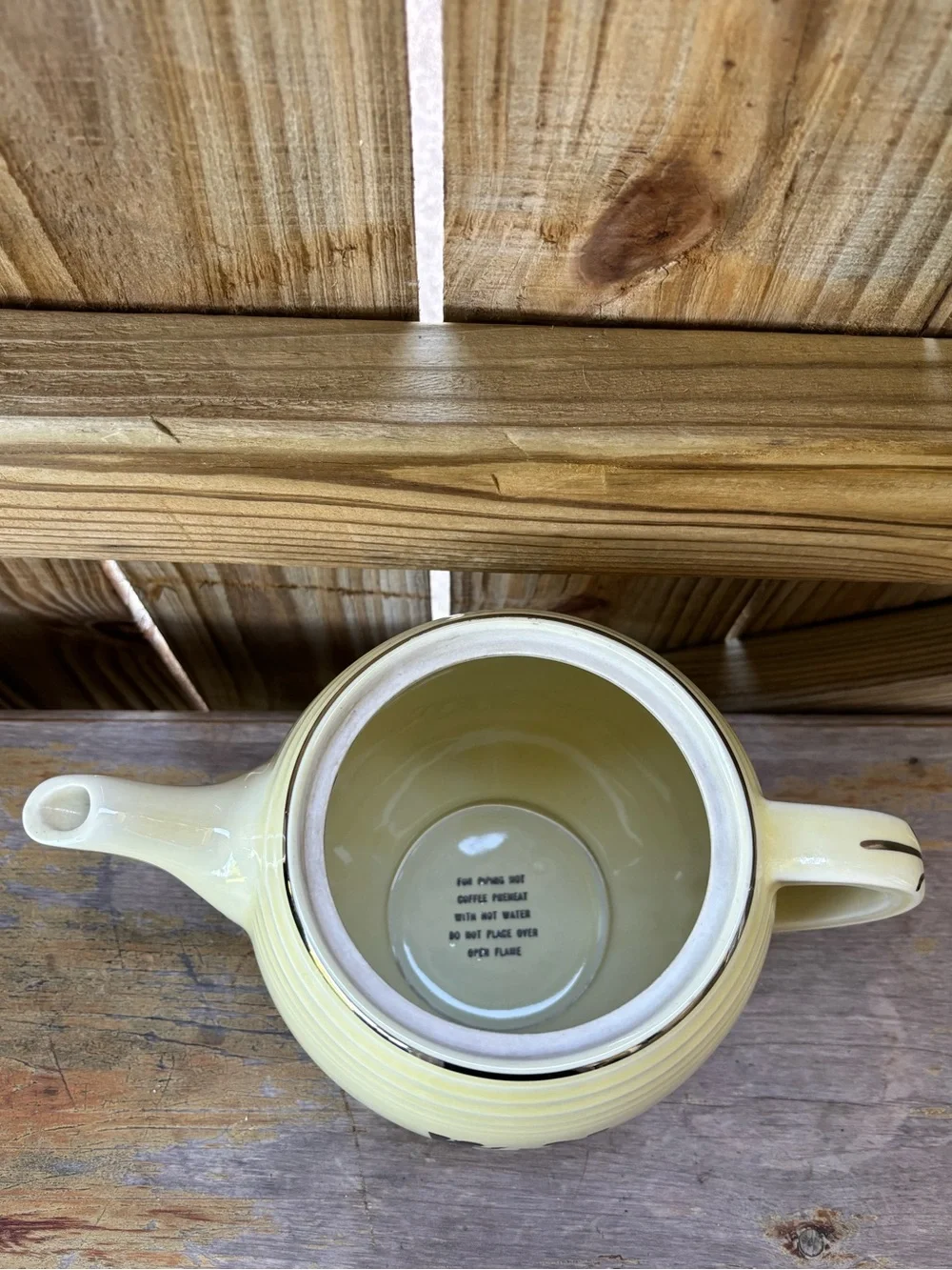 Vintage 1930s Hall Five Band Teapot, No Lid, Silhouette Pattern